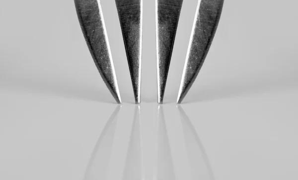 Macro shot of the tines of a fork — Stock Photo, Image