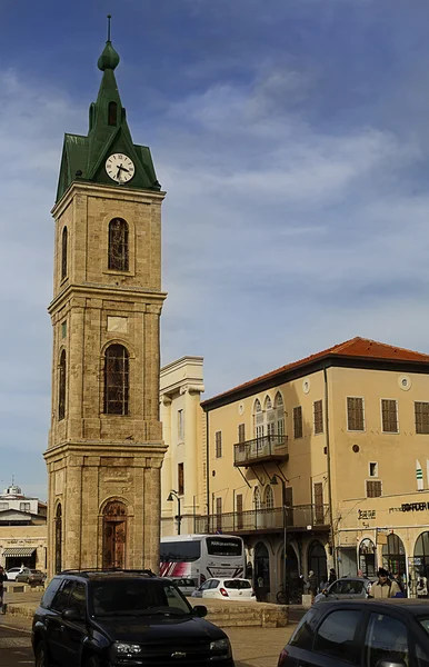 Tour de l'horloge sur la rue Yefet dans le vieux Jaffa — Photo