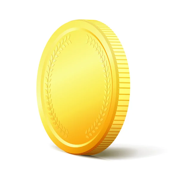 Una moneda dorada brillante. Ilustración vectorial — Vector de stock