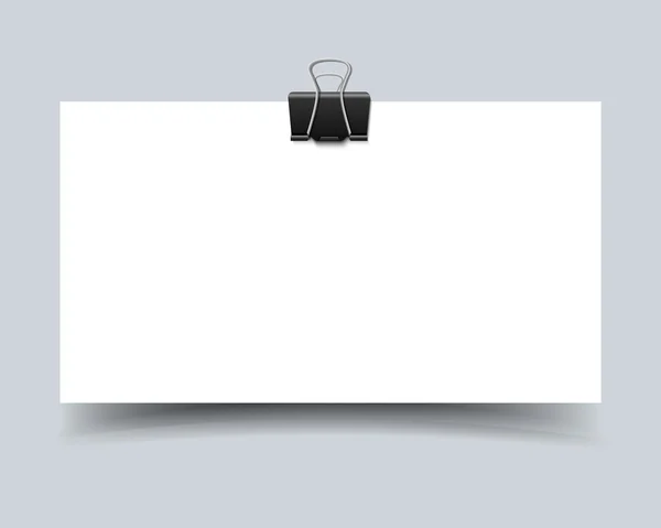 Tarjeta de papel con clip y sombra — Vector de stock