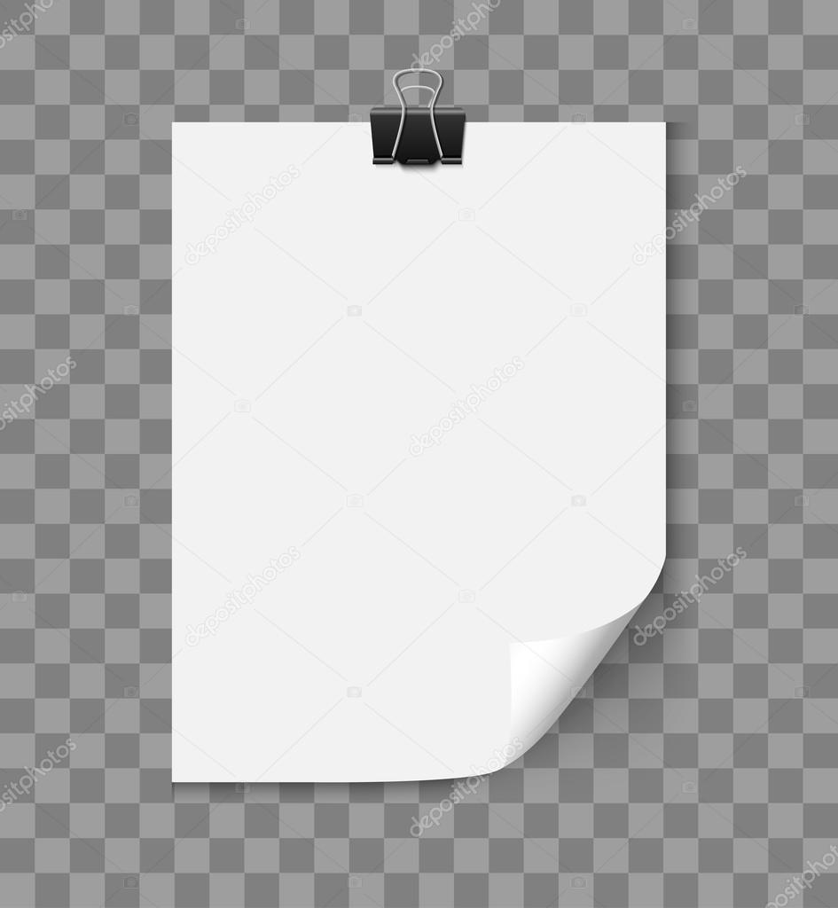 White paper sheet with curled corner