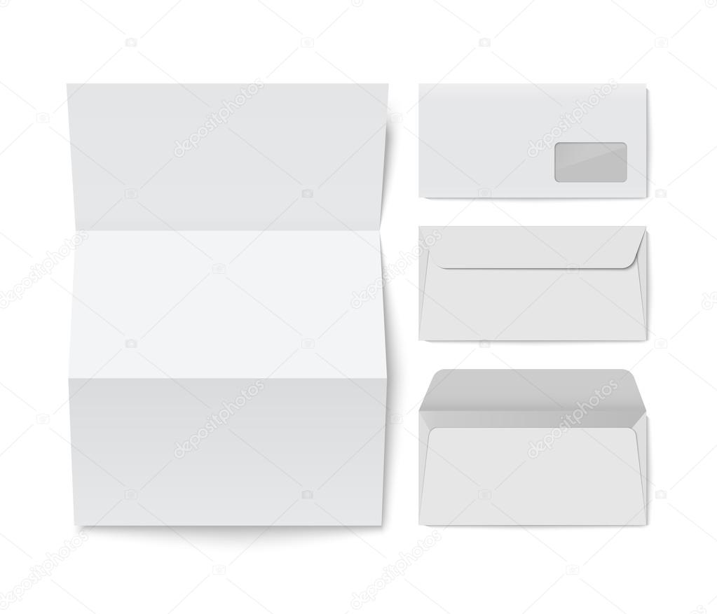 paper folded letter and blank envelope template stock vector letter folded