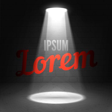 Karanlık bir arka plan üzerinde spotlight Parlatıcı etkileri metinde
