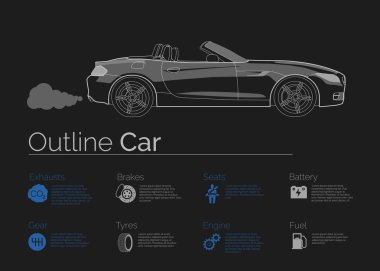Araba infographics koyu arka plan üzerinde