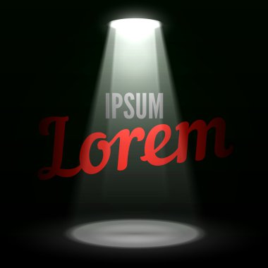 Karanlık bir arka plan üzerinde spotlight Parlatıcı etkileri metinde