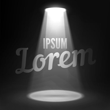 Karanlık bir arka plan üzerinde spotlight Parlatıcı etkileri metinde