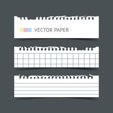 Vektör notepaper yatay web afiş kümesi. Kağıt sayfalarının tasarımı için.
