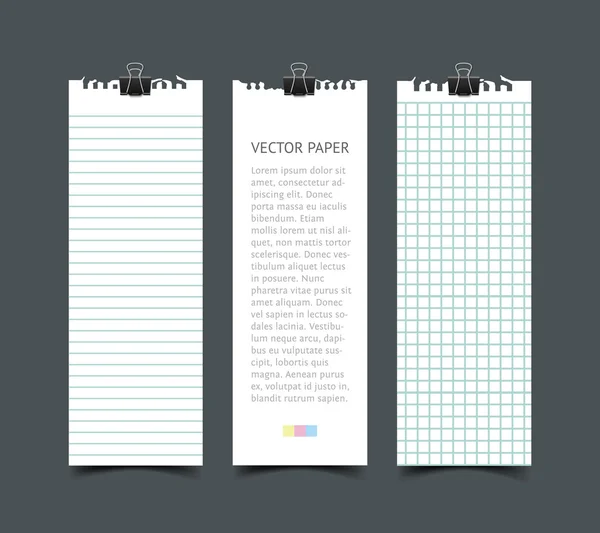 Conjunto de banners web verticais em branco notepaper branco com sombra —  Vetores de Stock