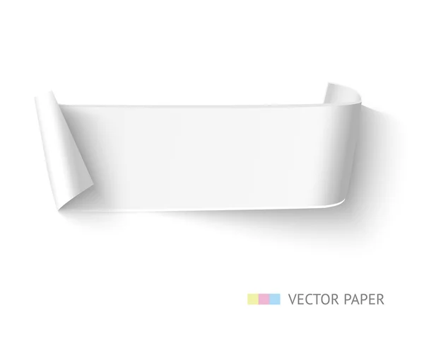 Banner de cinta curvada de papel blanco con rollo. Plantilla de vector realista . — Archivo Imágenes Vectoriales