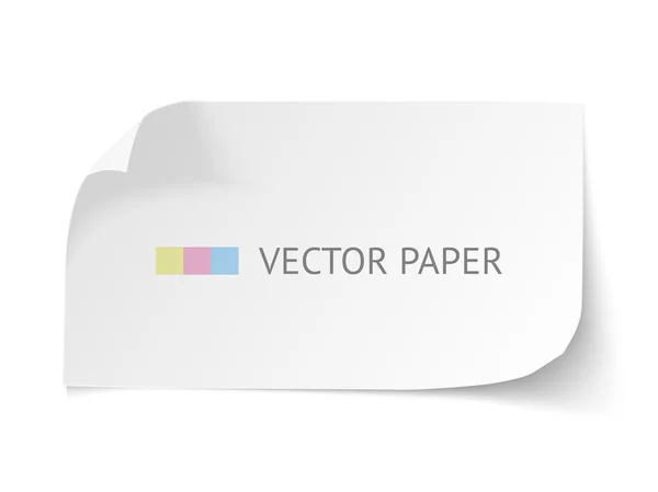 Banner horizontal curvado de papel blanco en blanco con esquinas rizadas aisladas sobre fondo blanco . — Vector de stock