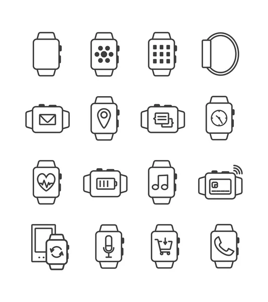 Conjunto de iconos de reloj inteligente vectorial. Smartwatches — Archivo Imágenes Vectoriales