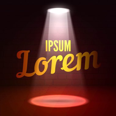 Karanlık bir arka plan üzerinde spotlight Parlatıcı etkileri metinde