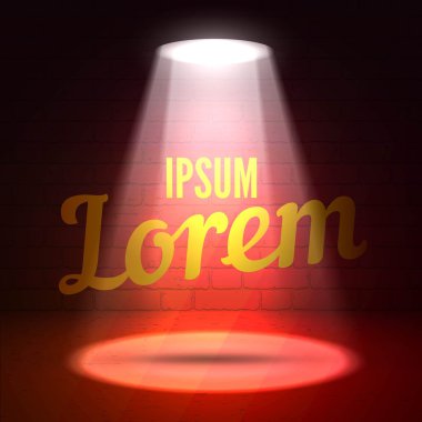 Karanlık bir arka plan üzerinde spotlight Parlatıcı etkileri metinde