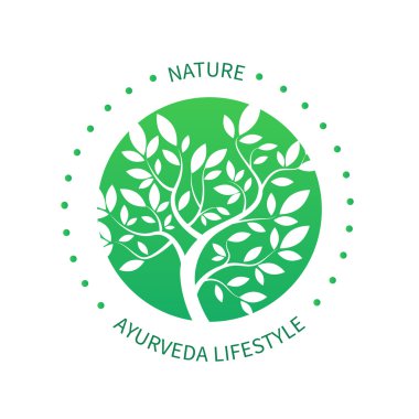 Ayurvedic vector tree icon, alternative medicine logo clipart