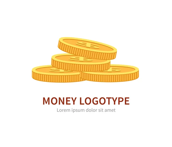 Platte vector logo stapel van munten geïsoleerd op wit — Stockvector