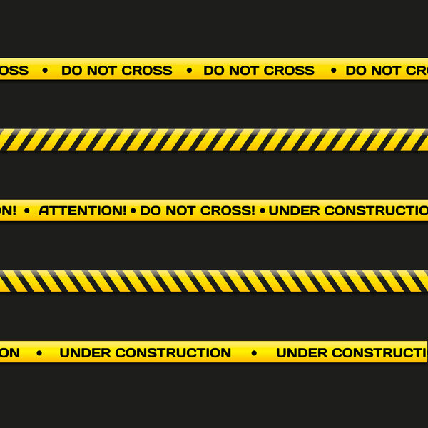 Vector police line. Do not cross, under construction.