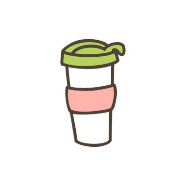 El çizimi yeniden kullanılabilir kahve fincanı vektörü beyaz arkaplanda izole