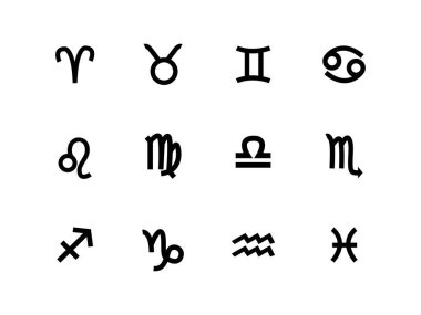 Zodiac işareti beyaz arkaplanda izole edilmiş vektör simgeleri