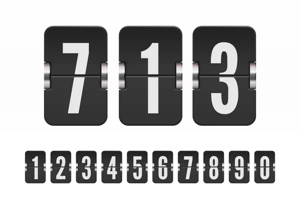 Σύνολο μαύρο flip αριθμούς σε ένα μηχανικό πίνακα αποτελεσμάτων. Πρότυπο διάνυσμα για το σχέδιό σας. — Διανυσματικό Αρχείο