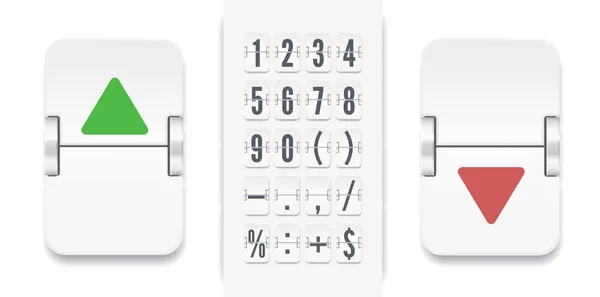 Modèle d'horloge de tableau de score rétro. Fonte blanche de numéro de tableau de bord. Conception ui vectorielle moderne de vieux compteur de temps avec des nombres. — Image vectorielle