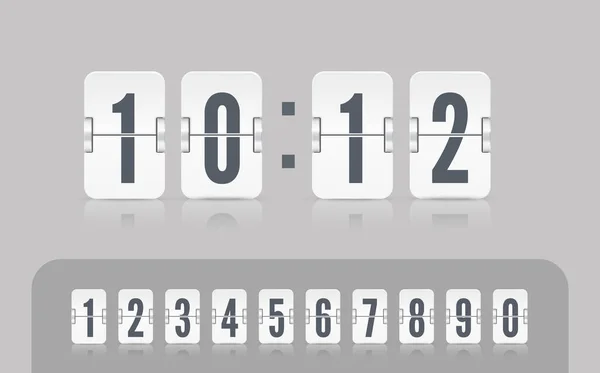 Векторный современный ui ретро-счетчика времени с числами. Старые дизайнерские часы соблазняют. Шрифт White score board number. — стоковый вектор
