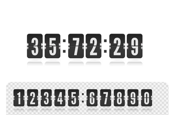 Vector coming soon web page design template with flip time counter. Vector illustration template. Scoreboard number font — Stock Vector