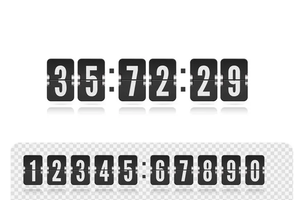 Vector coming soon web page design template with flip time counter. Vector illustration template. Scoreboard number font — Stock Vector