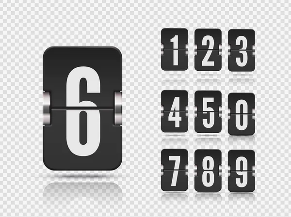 Numerieke flip scorebord set met reflecties zwevend op verschillende hoogtes voor donkere vector web countdown timer — Stockvector