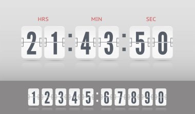 Vector modern ui eski geri sayım zamanlayıcısı. Beyaz skor tabelası yazı tipi. Çevir-at sayacıyla web sayfası tasarımı geliyor.