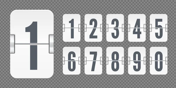 Witte set flip nummers op een mechanisch scorebord. Vector sjabloon voor uw ontwerp. — Stockvector