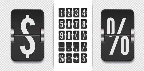 Vintage symbols time meter vector template. Analog countdown font. Flip numbers font for time counter information page. — 图库矢量图片