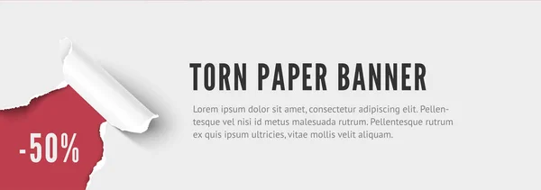 Torn paper hole corner banner for sale and promo ads — Stockový vektor