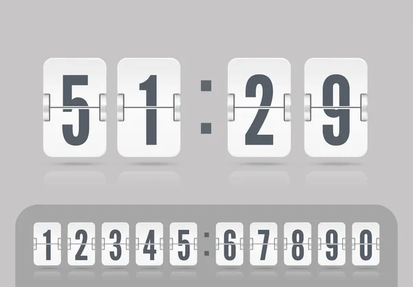 Vector próximamente plantilla de página web con contador de tiempo flip. White scoreboard number font. Plantilla ilustrativa vectorial — Archivo Imágenes Vectoriales