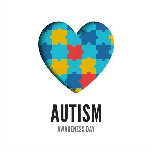 Баннер Дня осознания аутизма выделен на белом фоне — стоковый вектор