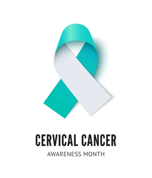 Cervical cancer awareness ribbon vector illustration isolated on white background — Stock Vector