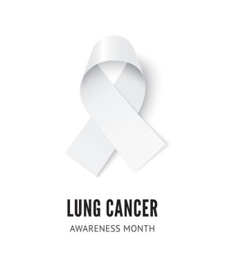 Akciğer kanseri farkındalığı kurdelesi vektör çizimi izole edildi