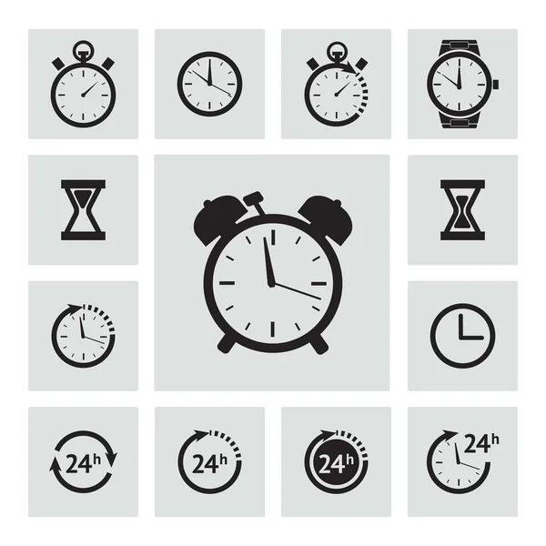 big black clock icons set — Stock Vector © Chistoprudnaya 19486069
