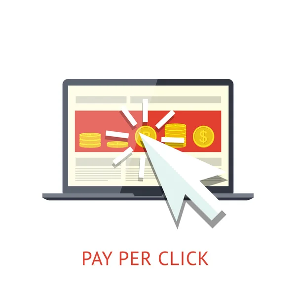 Illustrazione pay per click con notebook Grafiche Vettoriali