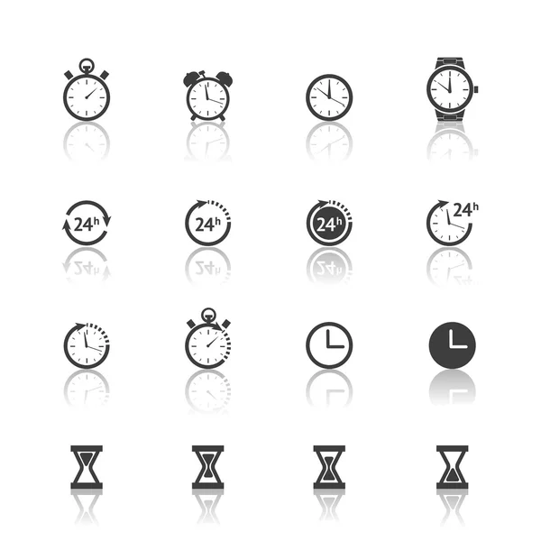 Conjunto de ícones de relógio preto — Vetor de Stock
