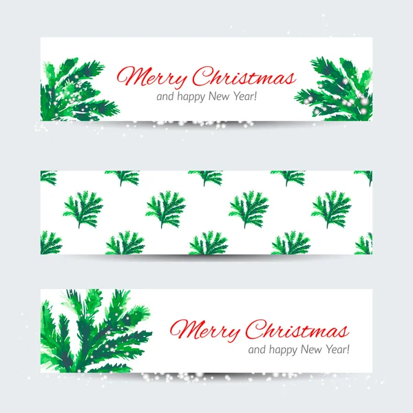 Bandeiras de Natal com galhos de árvore cristmas — Vetor de Stock