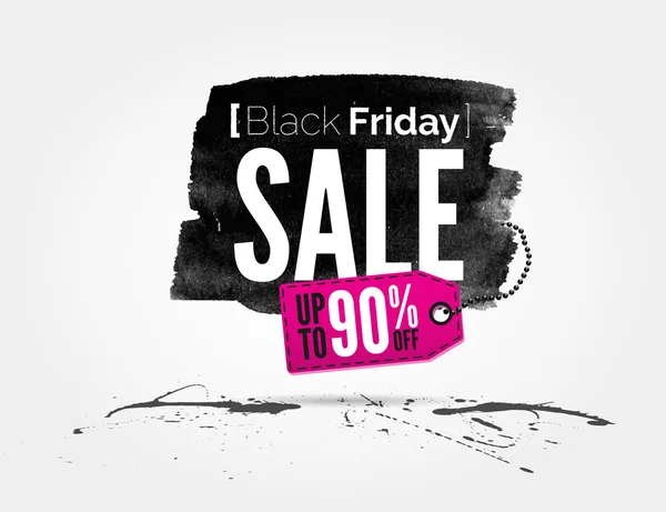 Black Friday banner de acuarela con salpicaduras — Vector de stock