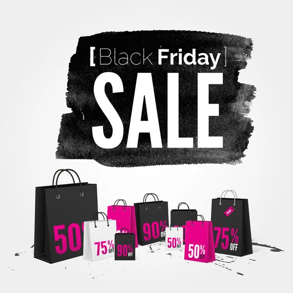 Black Friday banner de acuarela con salpicaduras — Vector de stock