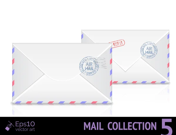 Enveloppe postale aérienne avec timbre postal isolé sur fond blanc . — Image vectorielle