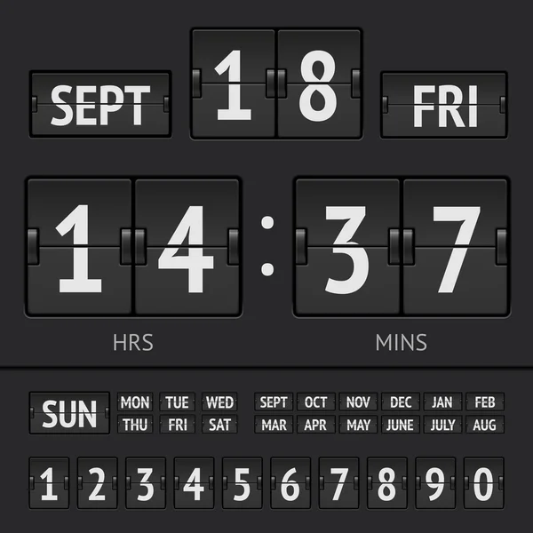 Analog black scoreboard digital week timer — Stock Vector