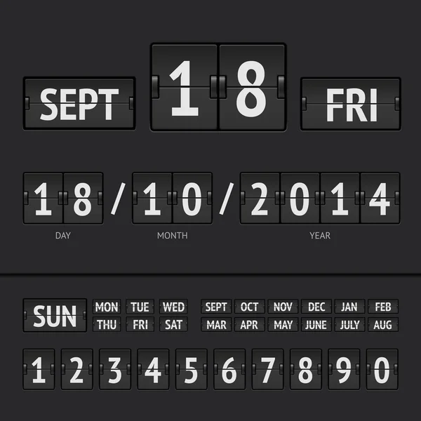 Analog black scoreboard digital week timer — Stock Vector