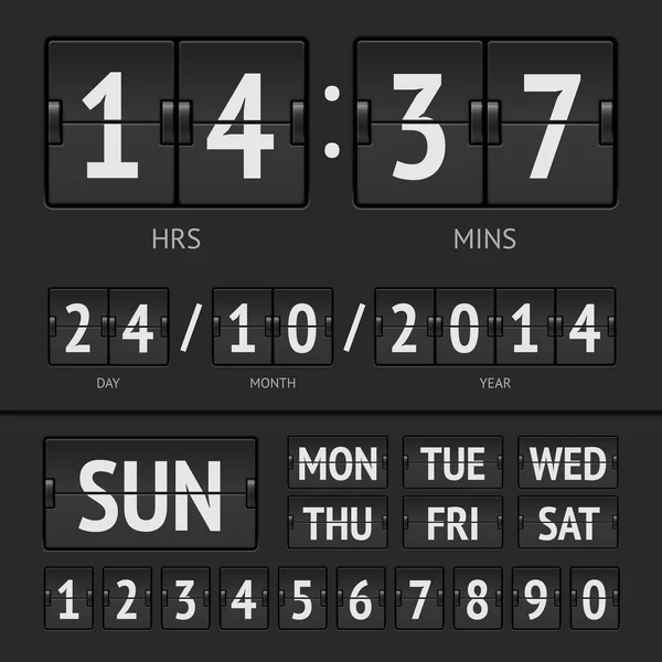 Analog black scoreboard digital week timer — Stock Vector
