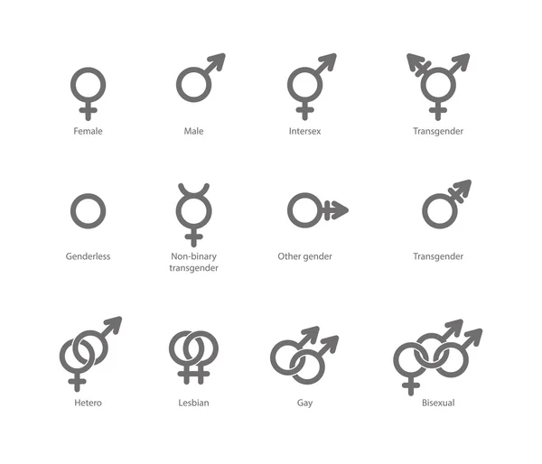 Ícones de símbolo de gênero — Vetor de Stock