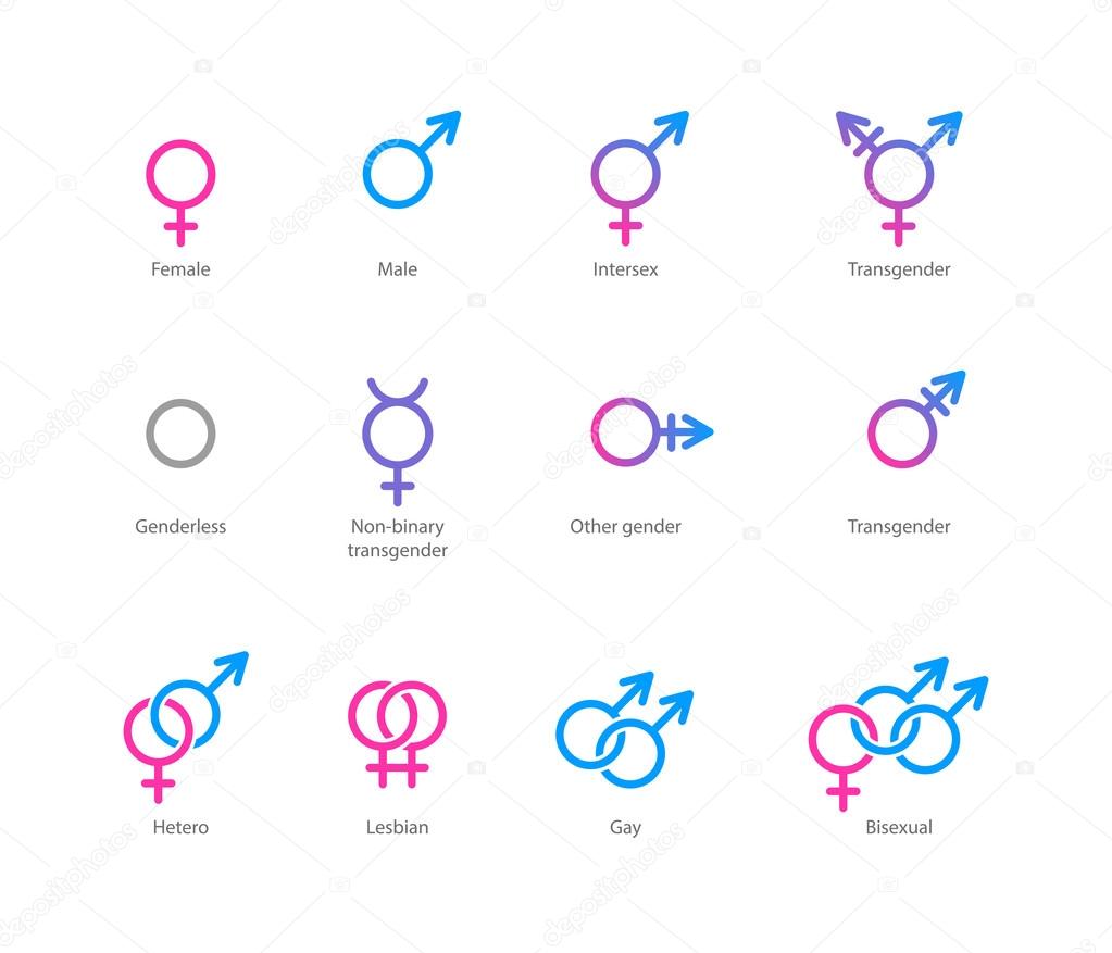 Gender symbol icon set