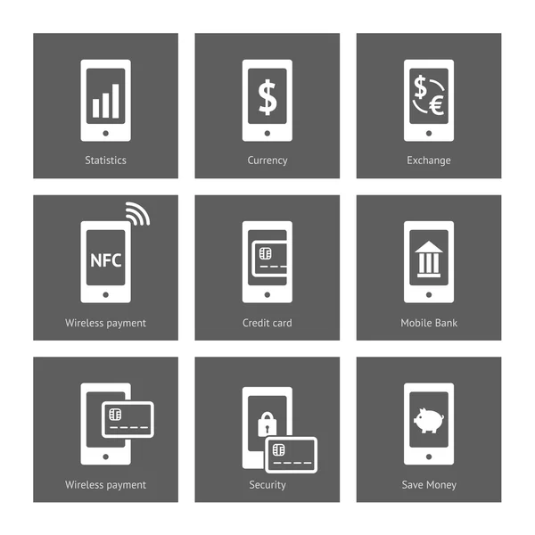 Symbole für mobiles Bezahlen — Stockvektor