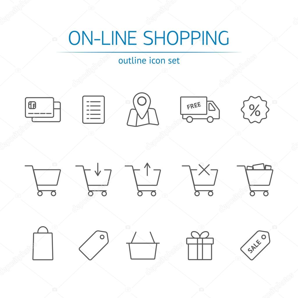 Online shopping icons set